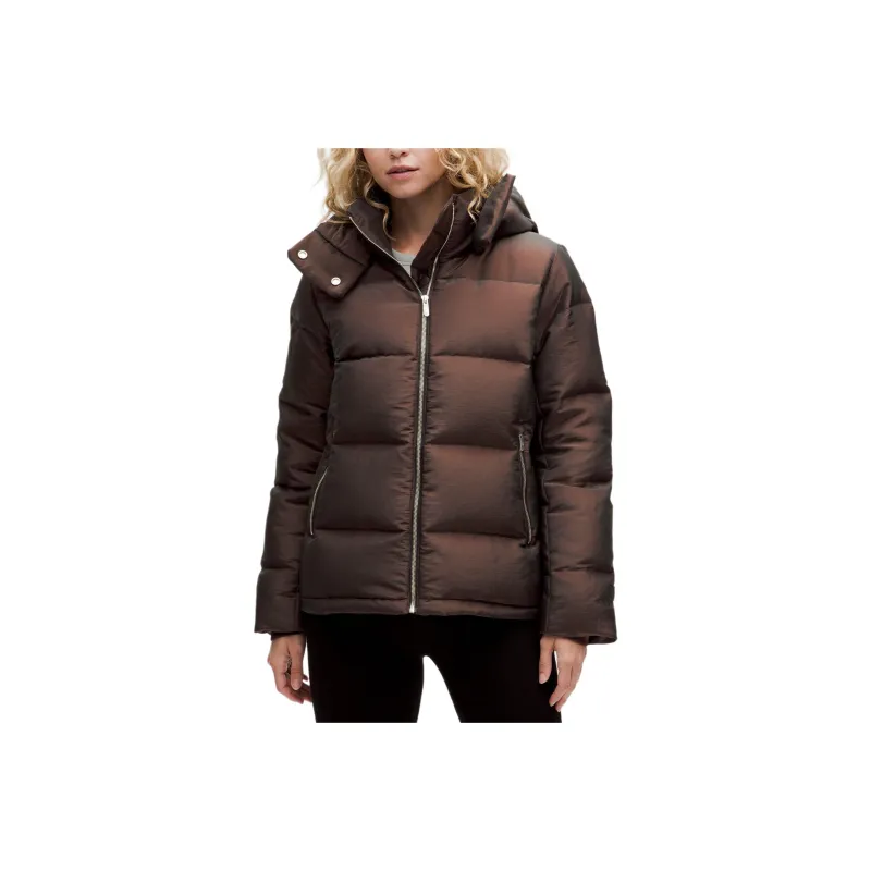 Lululemon Wunder Puff Series Down Jacket Women's Mixed Color Dark Coffee-0
