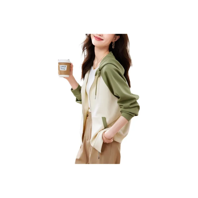 Mo Han Yi Mei Sweatshirt Women's Beige & Green-0