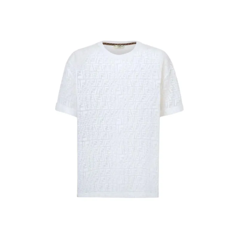 FENDI X Sarah Coleman Fisheye Mesh Logo T Shirt 'White'-0