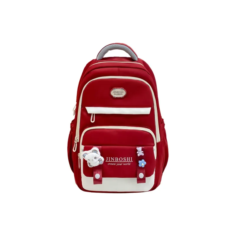 Three Ducklings Nylon Backpack Women's Black Red/Purple White/Blue-4