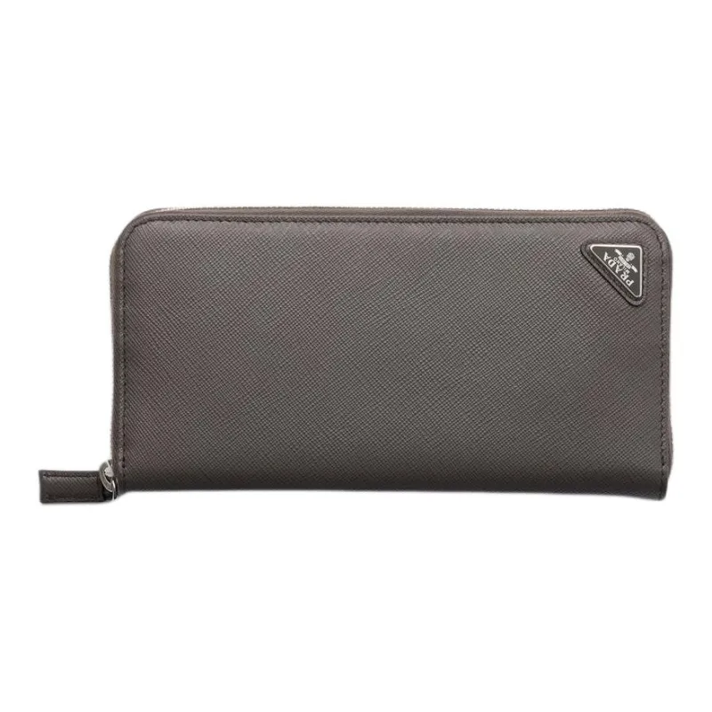 PRADA Saffiano Cow Leather Wallet Men's Gray-0