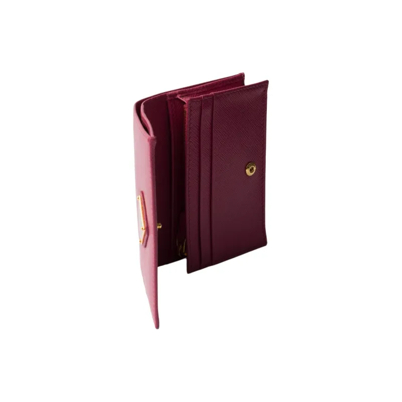 PRADA Saffiano Leather Wallet Small Size Women's Pink-3