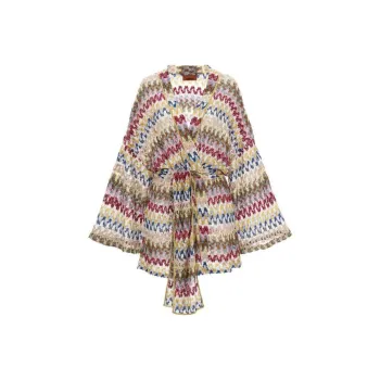 MISSONI Lame Wave Belted Knitted Cardigan