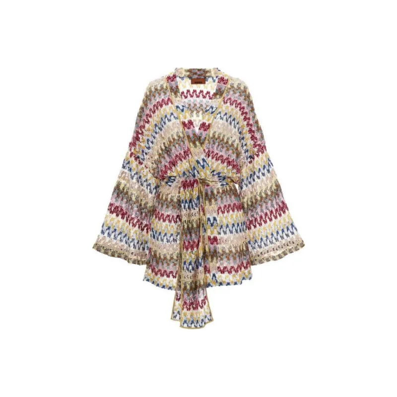 MISSONI Lame Wave Belted Knitted Cardigan-0