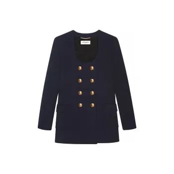 SAINT LAURENT Coats Women's Navy Blue