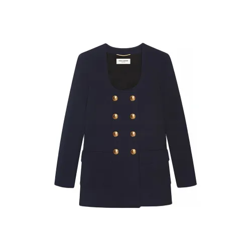 SAINT LAURENT Coats Women's Navy Blue