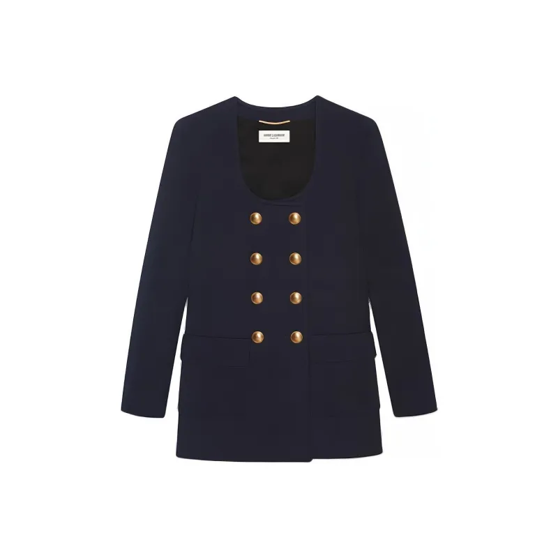 SAINT LAURENT Coats Women's Navy Blue-0