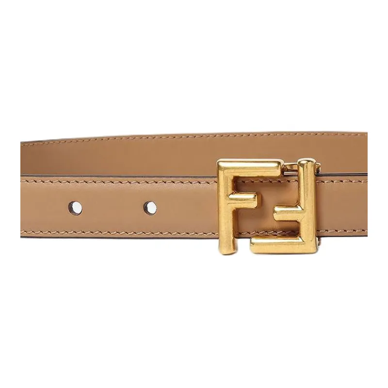 FENDI Calfskin Leather Belts Women's Brown 2CM-1
