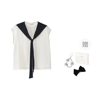Fstudio Summer V Neck Color Block Versatile Shawl Short Sleeved Shirt Women's