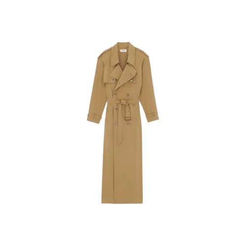 SAINT LAURENT SS23 Coats Women's Khaki