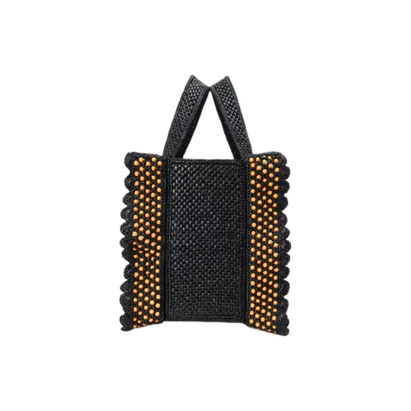 LOEWE Font Tote Raffia Tote Bag, Shopping Bag, Handbag Trumpets Women's Black-3