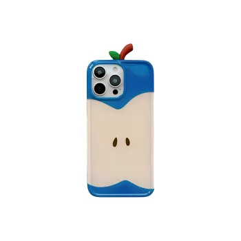 Wei Xin Acrylic Material 3D Effect Blue Apple Core Phone Cases Compatible With IPhone 16/15 Pro Max/Apple 13/14 Pro/Max