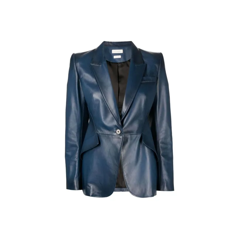 Alexander McQueen Fitted Leather Blazer-0