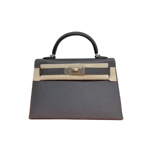 HERMES Mini Kelly 2nd Generation Epsom Leather Shoulder Bag, Crossbody Bag, Handbag Mini Women's 85 Ardoise Slate Gray