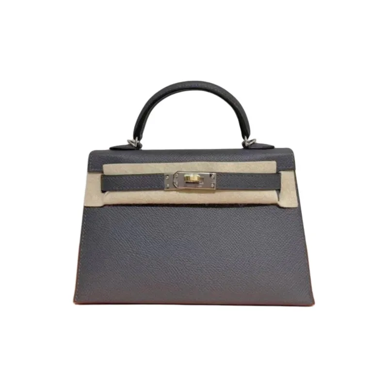 HERMES Mini Kelly 2nd Generation Epsom Leather Shoulder Bag, Crossbody Bag, Handbag Mini Women's 85 Ardoise Slate Gray-0