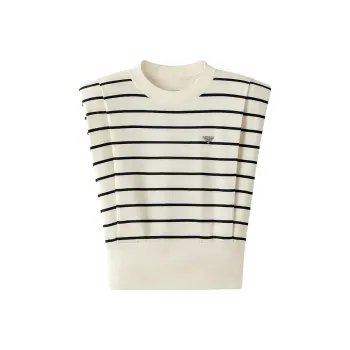 Cypress House Knitwear Women's Apricot Base With Black Stripes Pattern