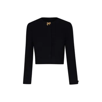 Oscar De La Renta Bow Button Tweed Jacket
