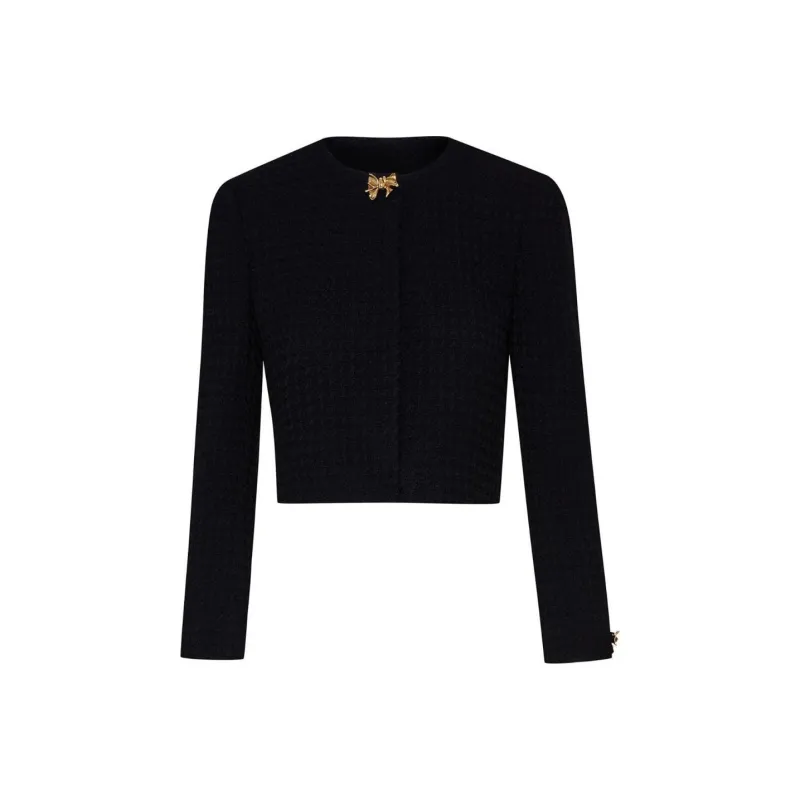 Oscar De La Renta Bow Button Tweed Jacket-0