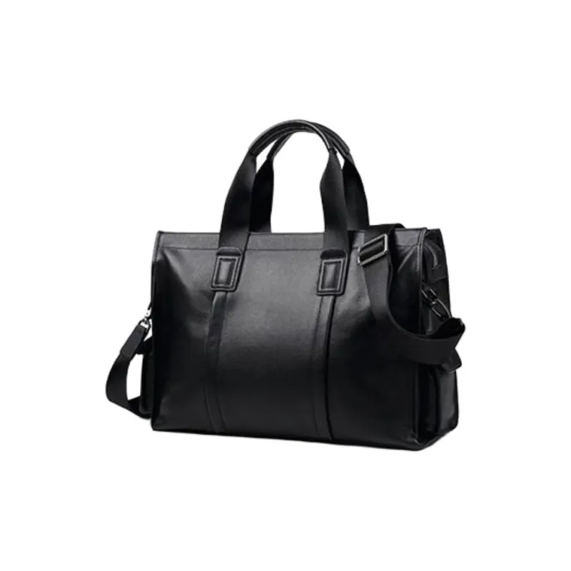VIHUS Top Grain Cow Leather Portable Briefcase Regular Men's Black-2