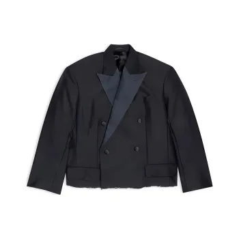 Balenciaga Women's Cropped Tuxedo Blazer Black