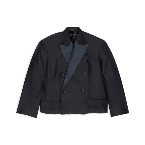 Balenciaga Women's Cropped Tuxedo Blazer Black