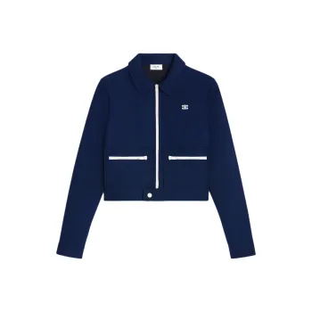 CELINE Triomphe Zip up Jacket In Textured Jersey