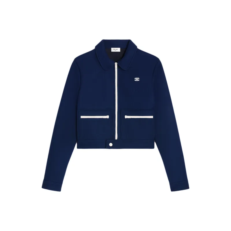 CELINE Triomphe Zip up Jacket In Textured Jersey-0