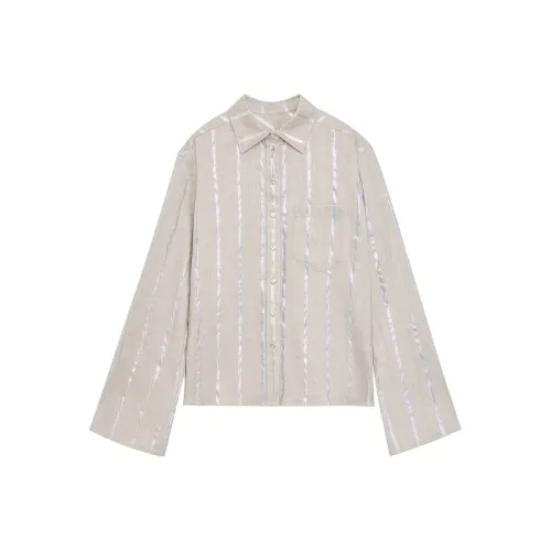 FIRELADY FUR Shirt Women's Silver Lurex Striped Color