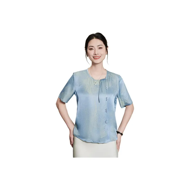 Yi Mengyuan Short Sleeved Silk Shirt Women's-0