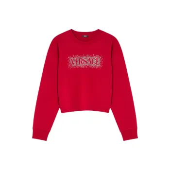 VERSACE Logo Embellished Crewneck Sweatshirt