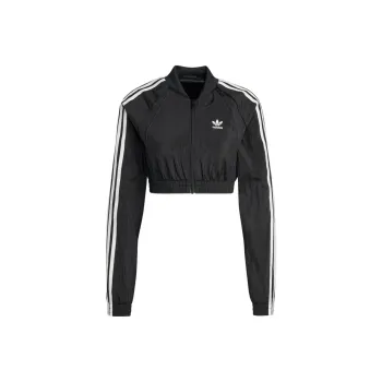 Adidas Originals Slim Fit Cropped Sports Top Jackets Coats Women's Black