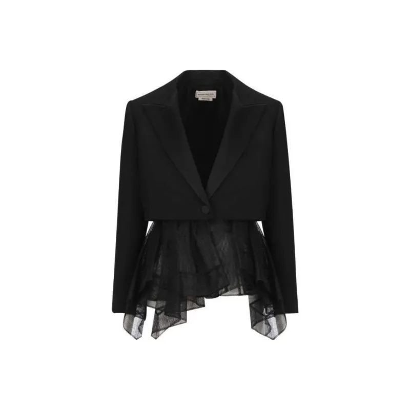 Alexander McQueen Single breasted Tulle inserts Blazer-0