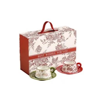 JINGEYU Ceramic Milk Cup, Coffee Saucer Women's Set, 2 Pieces, 60ml