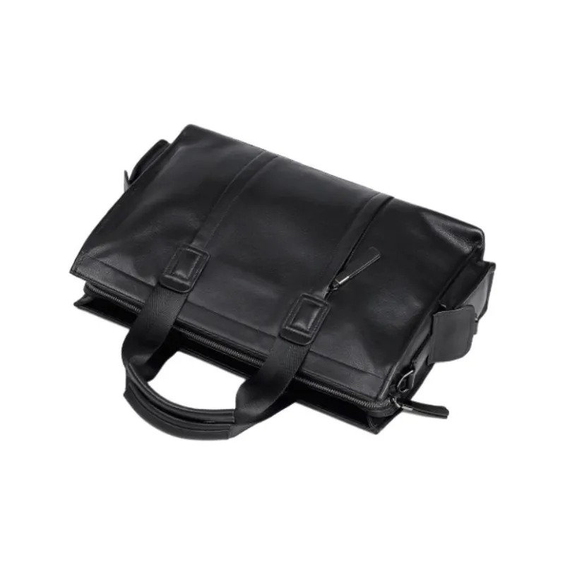 VIHUS Top Grain Cow Leather Portable Briefcase Regular Men's Black-4