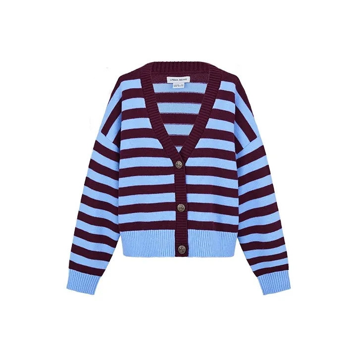 URBAN REVIVO Knitwear Women's Dark Red Stripes-0