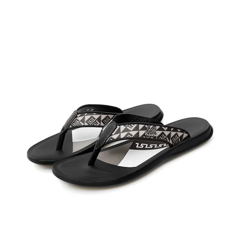 GESENLANG Abrasion Resistant Slip Resistant Flip Flops Men's Black-1