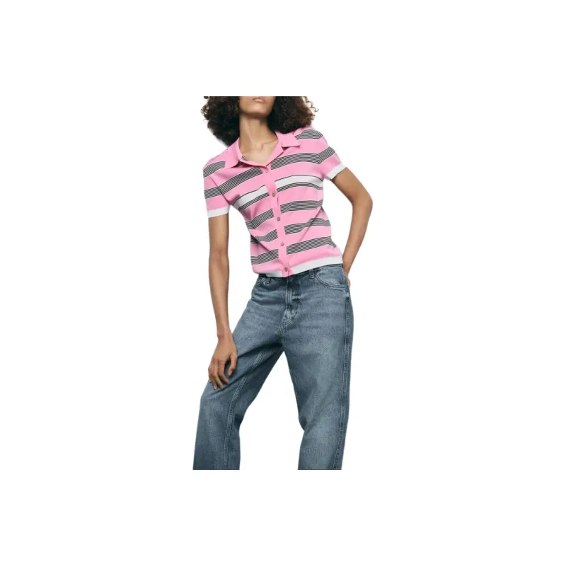 ZARA Knitwear Women's Pink/White-0