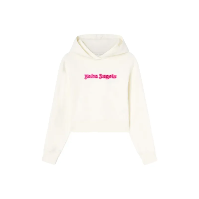 PALM ANGELS Logo Embroidered Drop Shoulder Hoodie-0