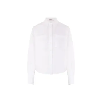 Brunello Cucinelli Shiny Cuff Stretched Poplin Shirt