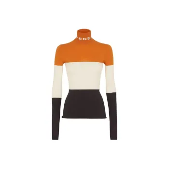 FENDI Roll Neck Logo Intarsia Knit Jumper