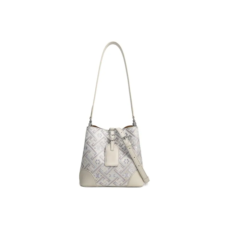 ESNSY Zhuangjin Shoulder Bag Women's Beige/Purple-5