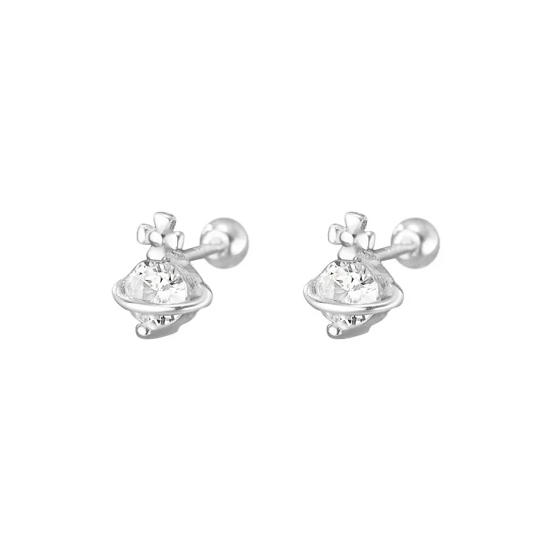 AAJF S999 Silver Stud Earrings Women's-0