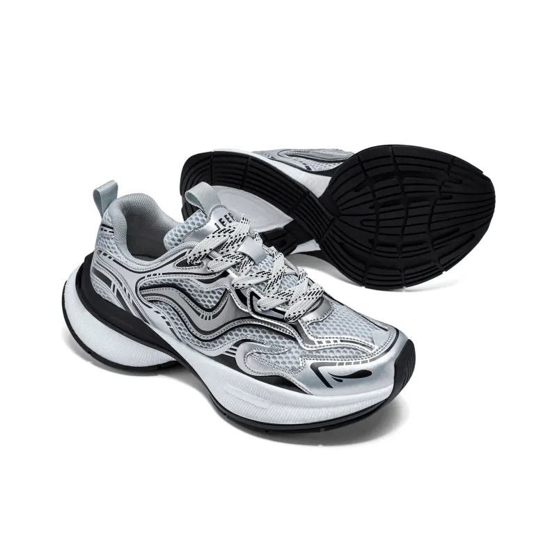 JEEP SPIRIT Slip Resistant, Breathable, Lightweight Low Top Chunky Sneakers Men's Premium Silver-4
