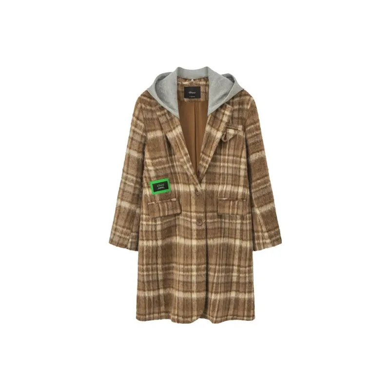 CHUU Coats Women's Coffee Plaid-0