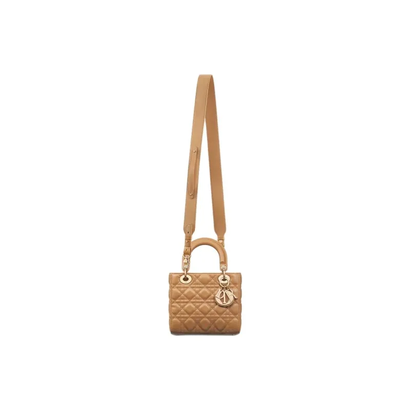 DIOR Lady Dior My ABCDior Lambskin One Shoulder Handbag Small Size Women's Light Gold-4
