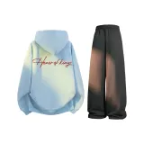 Sky Blue Sweatshirt+Black Casual Pants