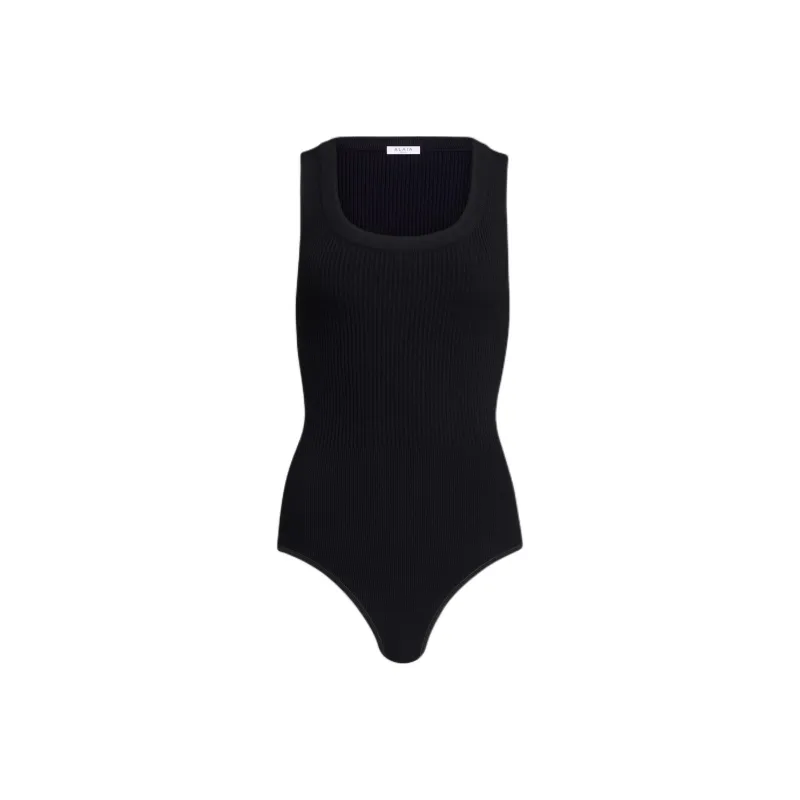 Alaia Sleeveless Ribbed Knit Bodysuit-0