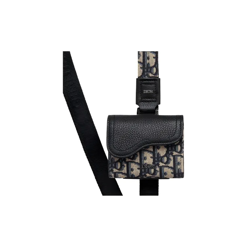 DIOR Jacquard Fabric Pet Leash Bag Accessory Unisex Black-2