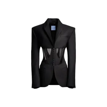 Mugler H&M Corset Style Wool Jacket Black