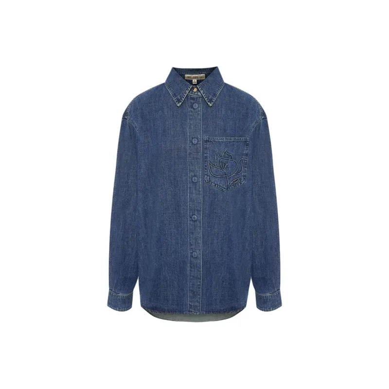 BBLLUUEE Shirt Women's Denim Blue-0